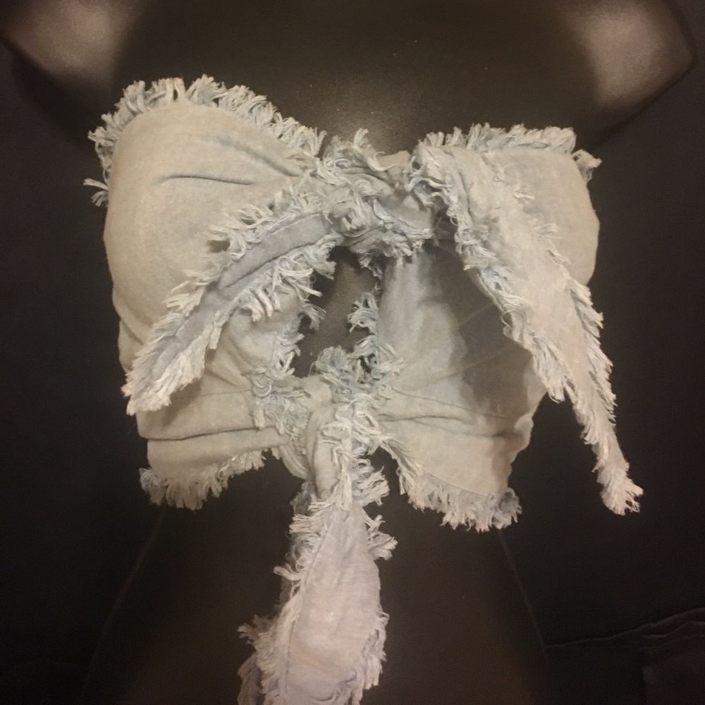 Denim Tie Front Crop Top/Tube Top